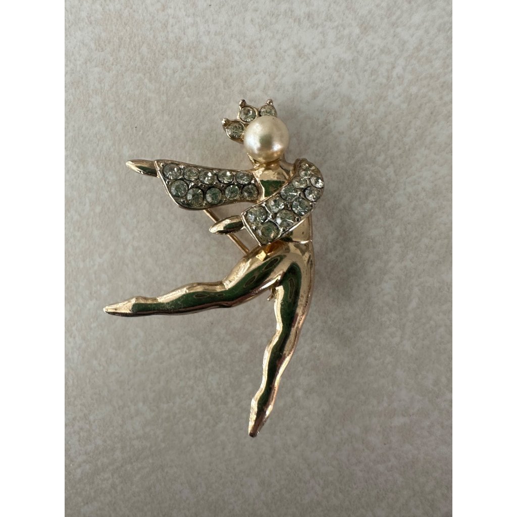 Kramer Vintage Gold Tone Rhinestones Faux Pearl Male Ballet Dancer Brooch Pin 63$
